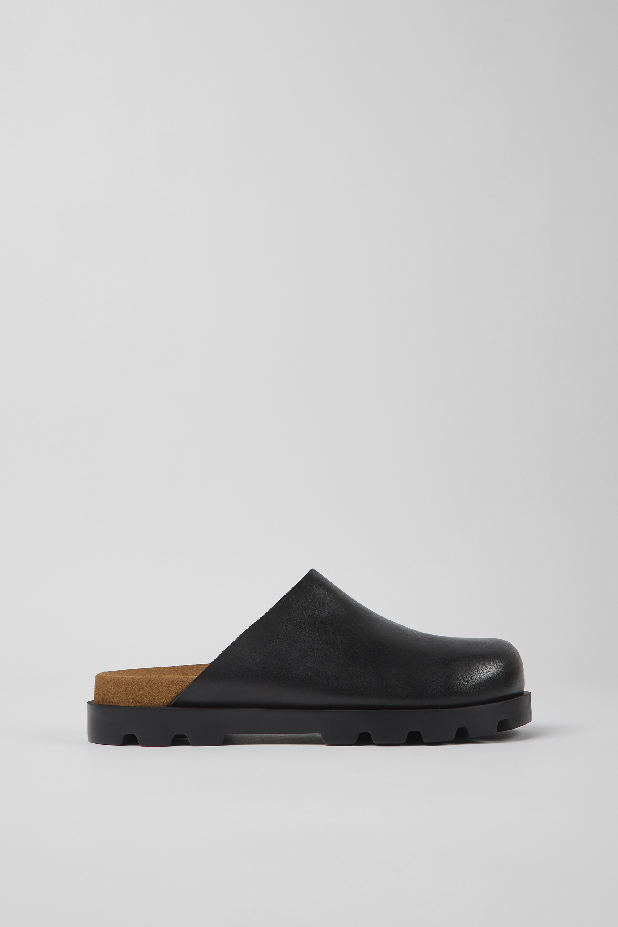 Brutus Sandal - Black leather clogs for men