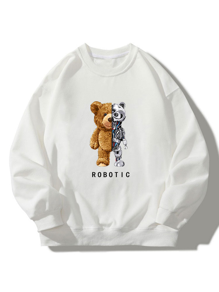 Robot Bear Crew Neck Relaxed Sweatshirt