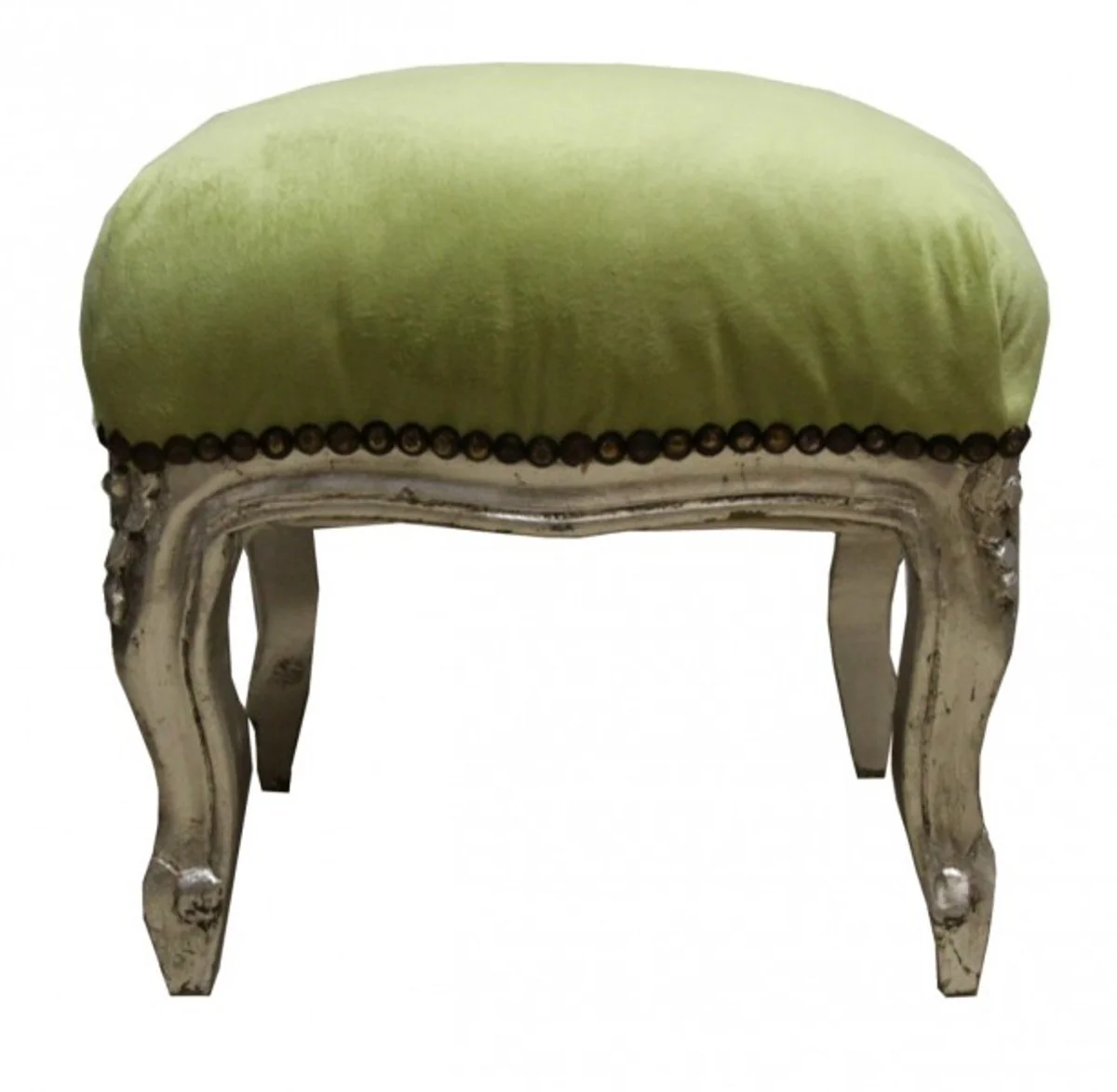 Casa Padrino barroco cazador otomana verde / plata - muebles antiguos - Heces