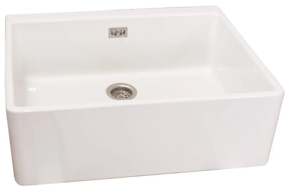 Casa Padrino lavabo de cerámica de estilo campestre blanco 60 cm - Accesorios de baño