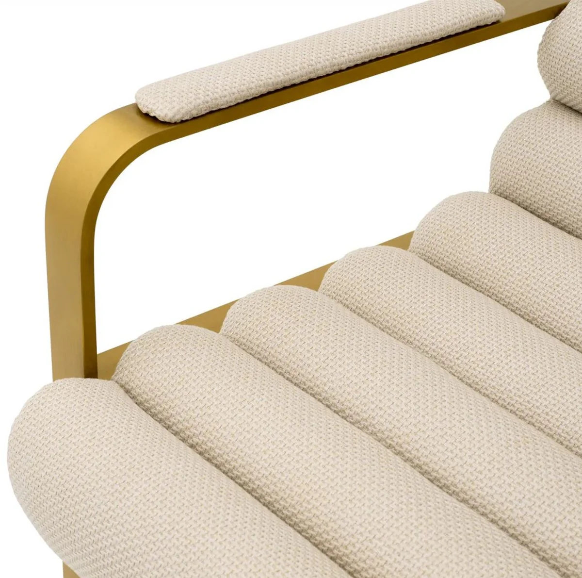 Casa Padrino silla de bar de terciopelo de lujo con reposabrazos arena / lat¨®n 53,5 x 57,5 ??x A. 107 cm - Taburete de bar tapizado de acero inoxidable - Muebles de bar de lujo - Calidad de lujo