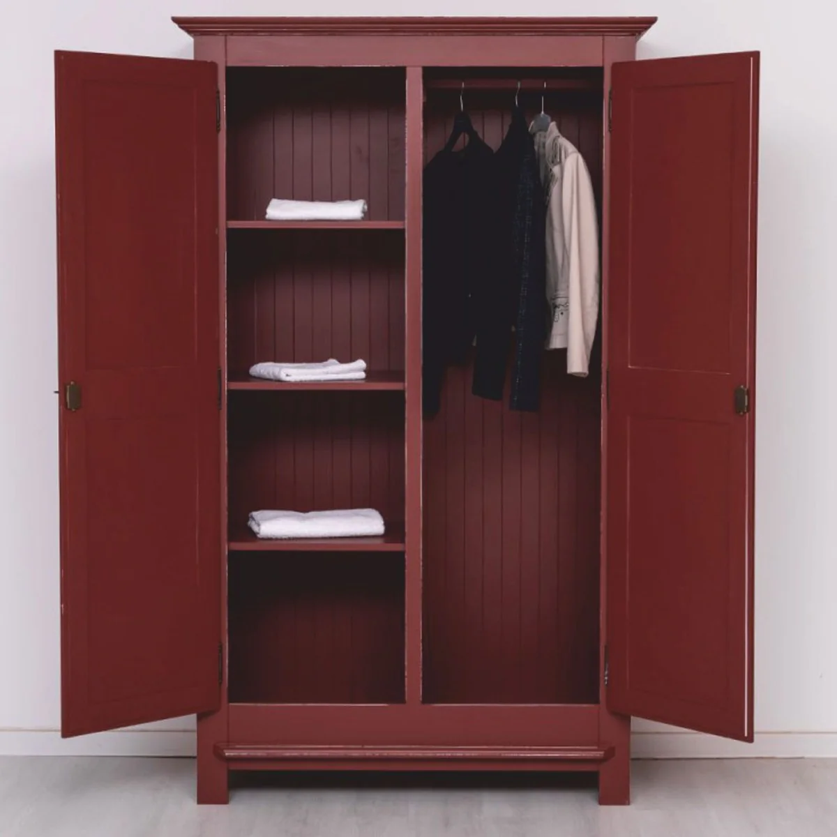 Casa Padrino armario de dormitorio de estilo campestre rojo burdeos antiguo 121cm - Muebles de dormitorio