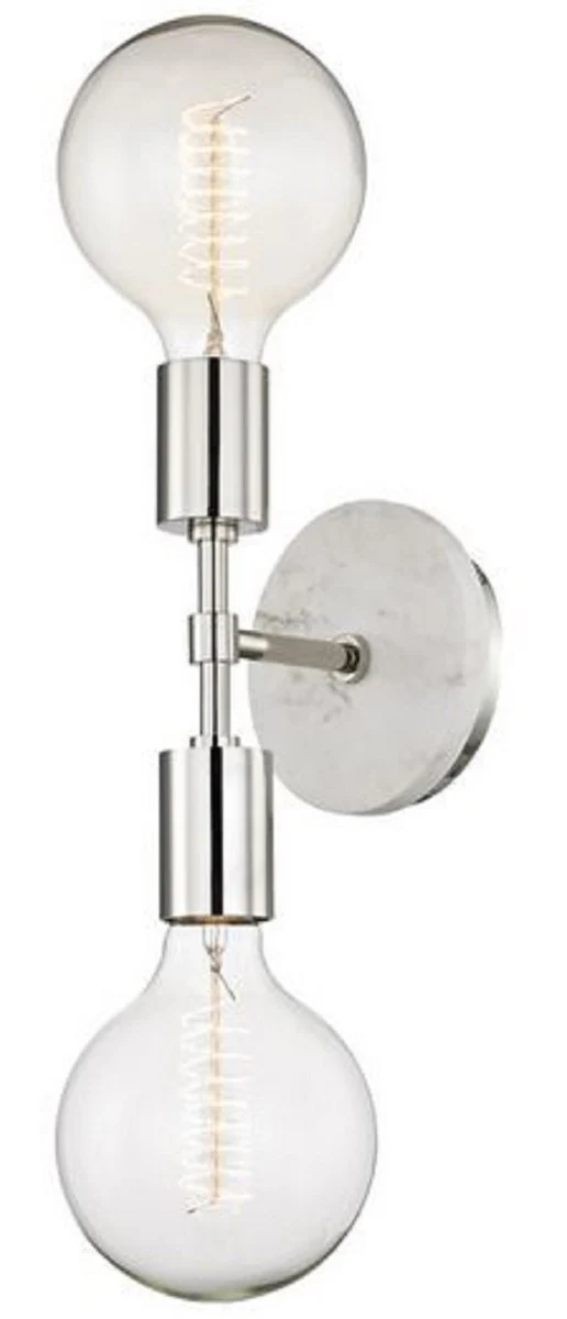 Casa Padrino lámpara de pared doble de lujo plata / blanco 12,7 x 16,5 x H. 50,8 cm - Lámpara de Pared para Hoteles y Restaurantes