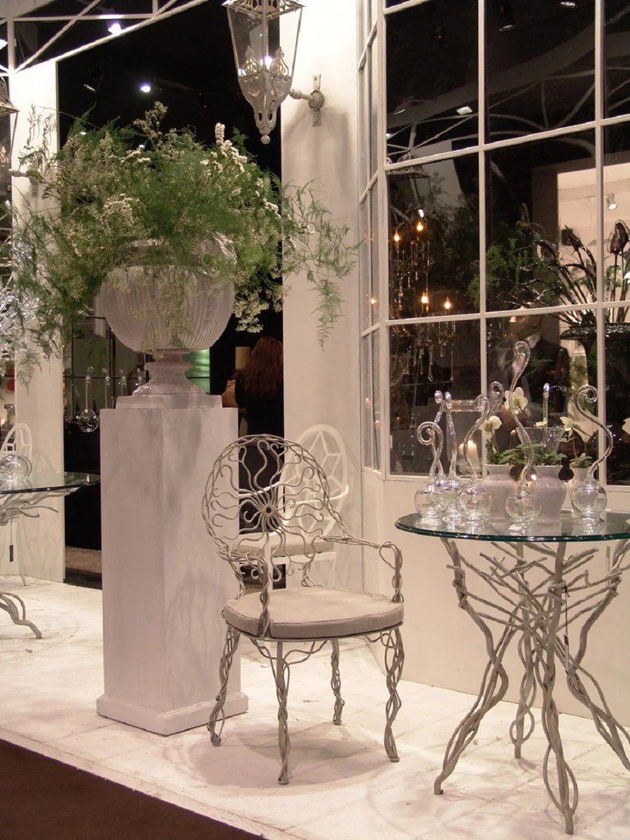 Casa Padrino silla de jard¨ªn Art Nouveau de lujo gris 60 x 60 x A. 100 cm - Silla de comedor forjada a mano con reposabrazos y coj¨ªn de asiento - Muebles de Jard¨ªn y Comedor Art Nouveau de Lujo