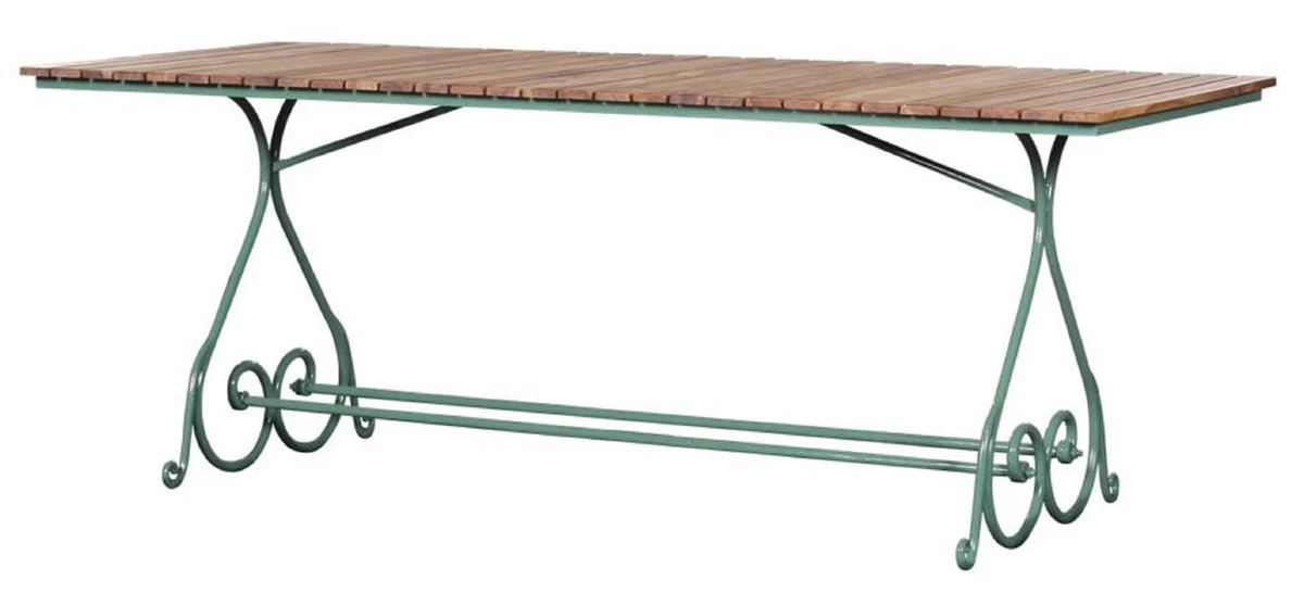 Casa Padrino mesa de jardín Art Nouveau de lujo marrón / verde 200 x 80 x A. 73 cm - Mesa rectangular para jardín y terraza - Muebles de Jardín y Terraza Art Nouveau