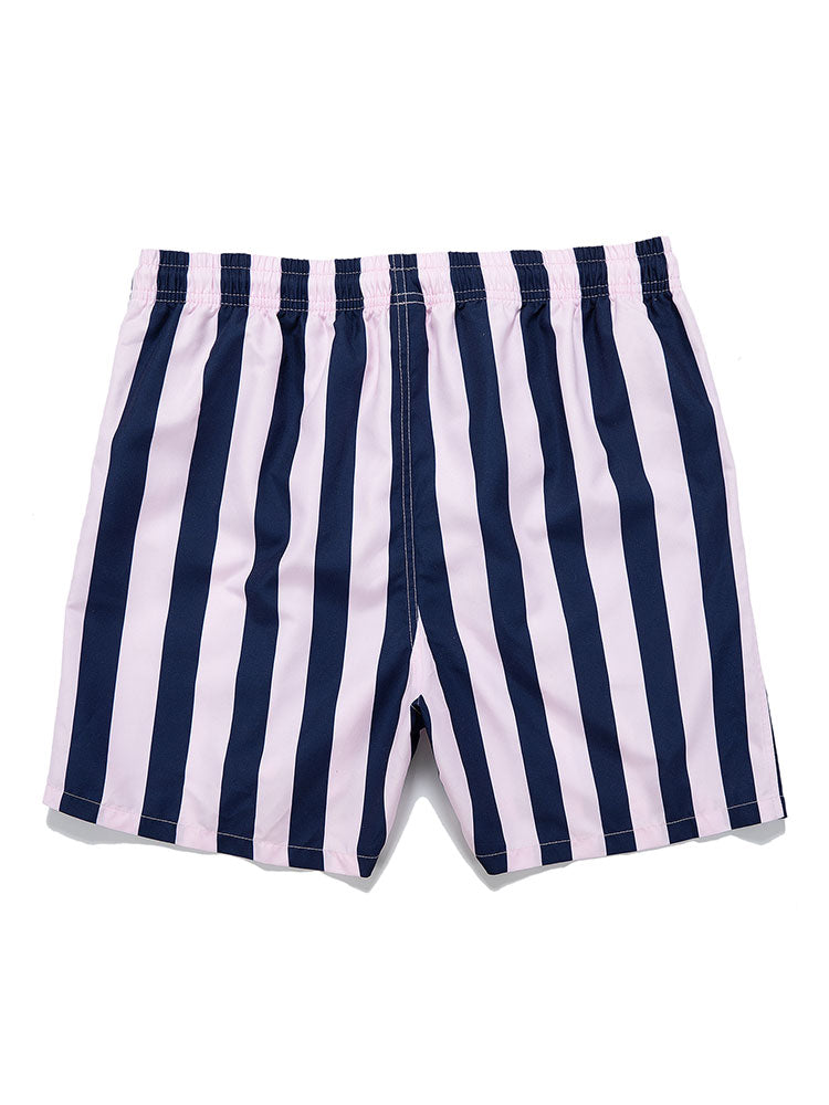 Man Striped Print Swim Shorts
