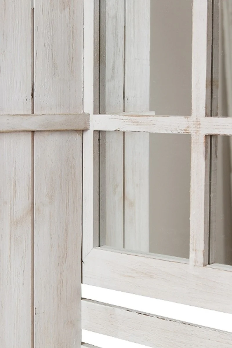 Casa Padrino Country Style Shabby Chic Armario de Pared Blanco Antiguo 44 x 17 x H. 59 cm - Gabinete de Pared Hecho a Mano con Espejo