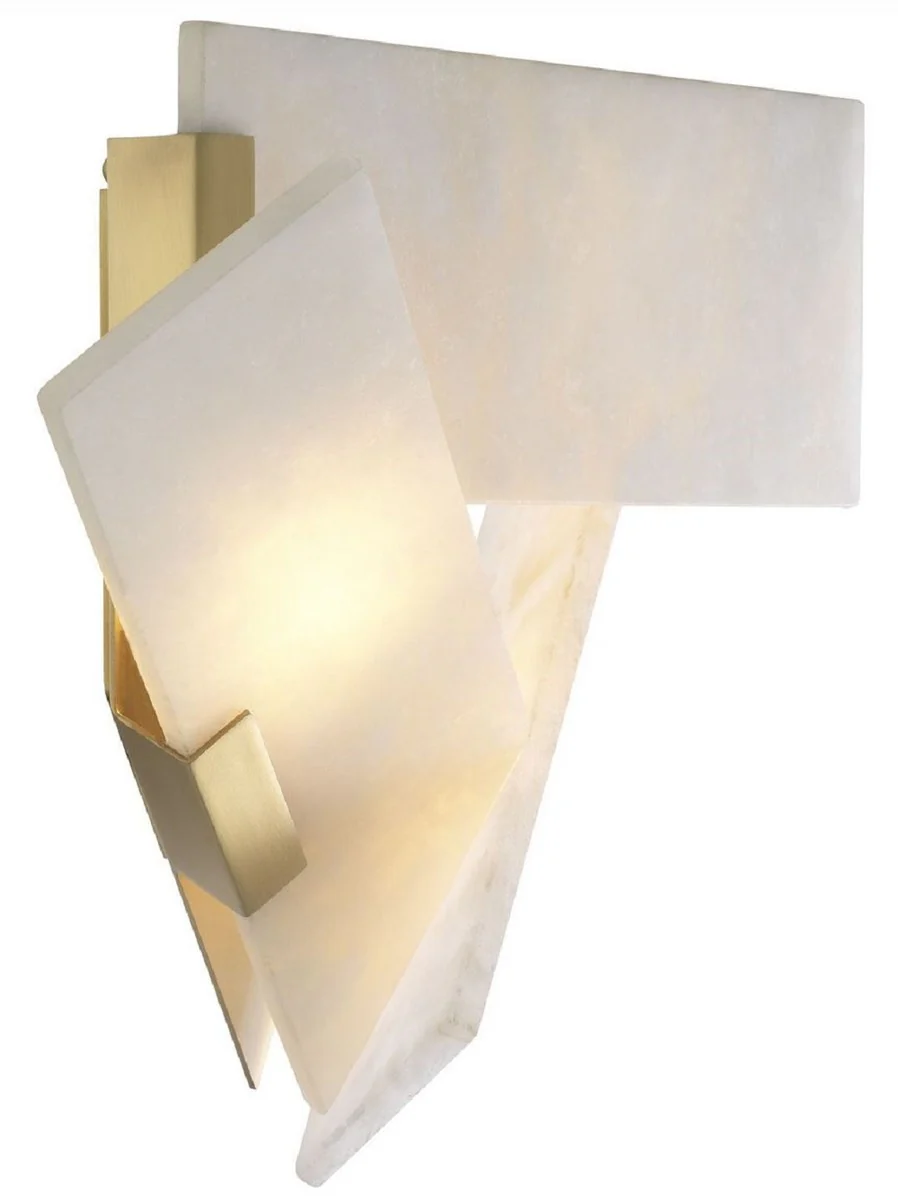Casa Padrino lámpara de pared de lujo alabastro / latón antiguo 40 x 15,5 x A. 31 cm - Lámpara de pared con pantalla de alabastro - Calidad de Lujo