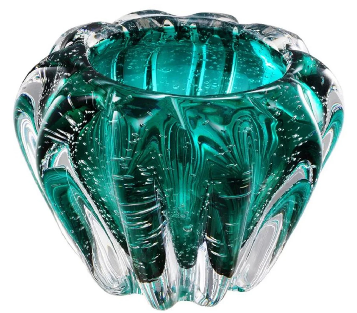 Casa Padrino tazón decorativo de lujo hecho de vidrio soplado turquesa Ø 16 x H. 10 cm - Accesorios Deco