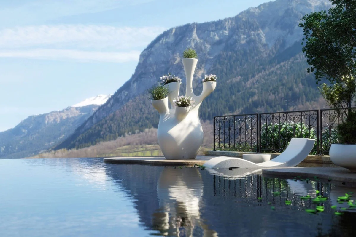 Casa Padrino maceta de lujo blanco mate 135 x 85 x A. 200 cm