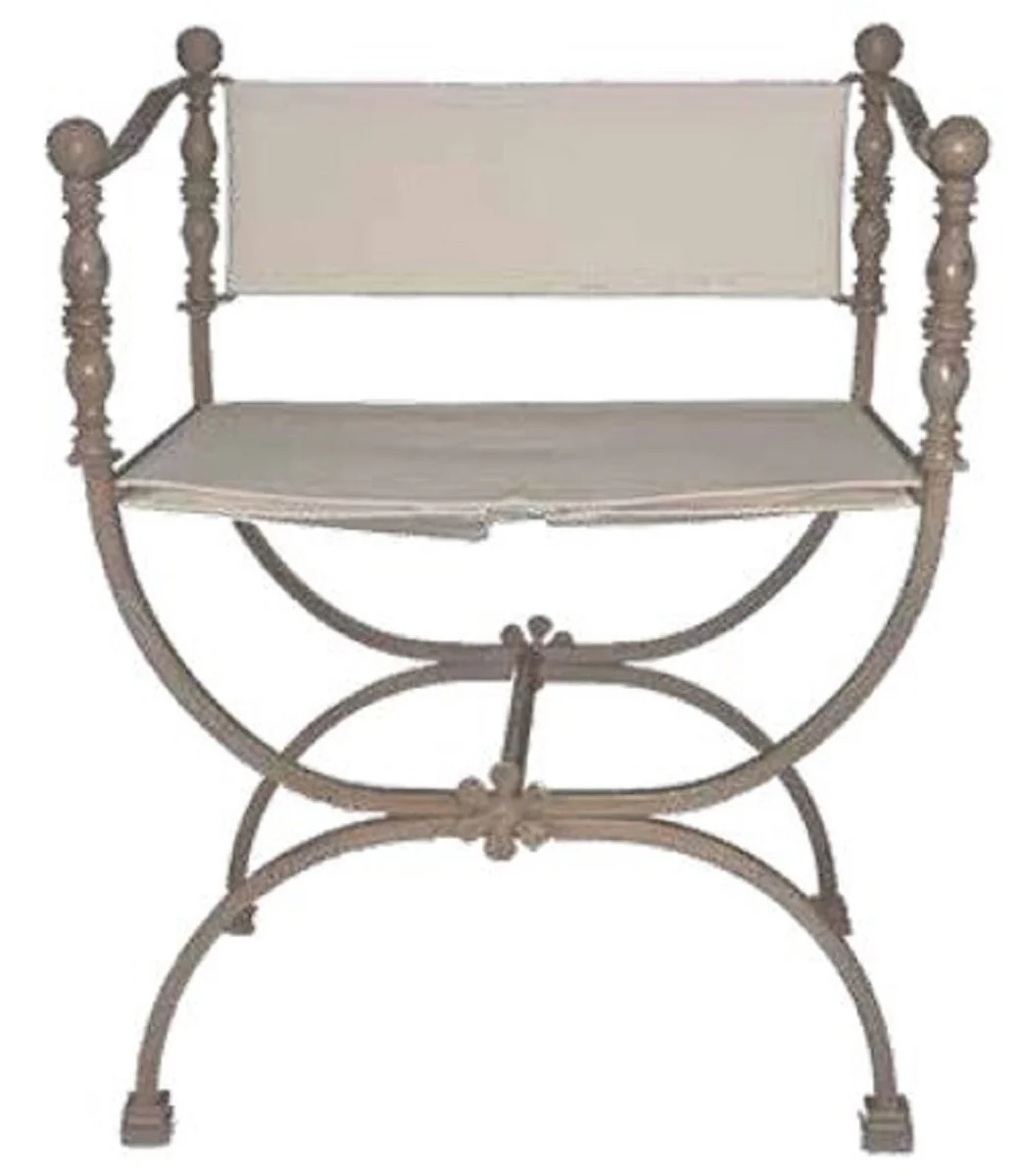Casa Padrino silla de jard¨ªn Art Nouveau de lujo de hierro forjado con reposabrazos gris A. 80 cm