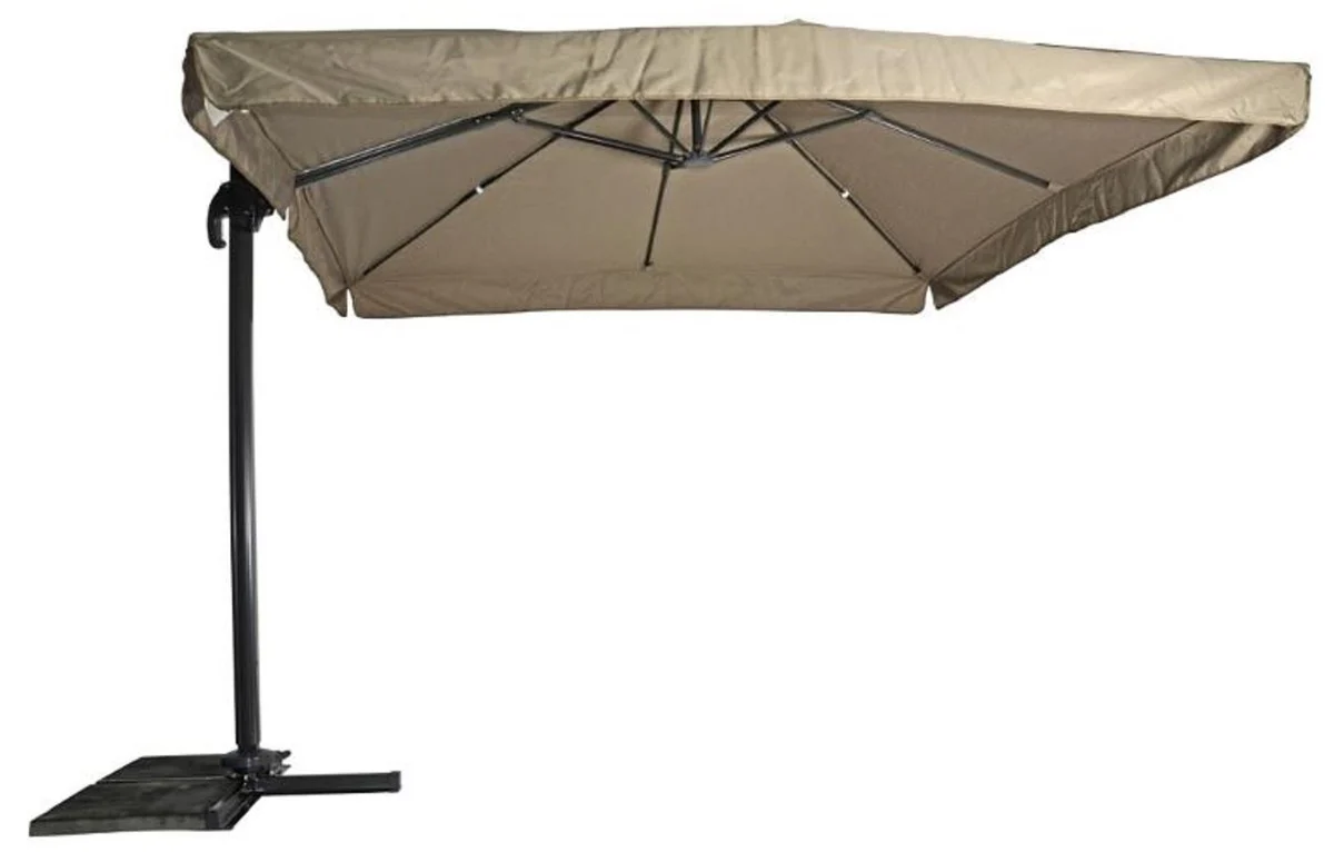 Casa Padrino sombrilla semáforo de lujo con soporte antracita / gris pardo 300 x 300 cm - Sombrilla de jardín - Sombrilla de patio - Sombrilla de balcón - Accesorios de balcón terraza jardín