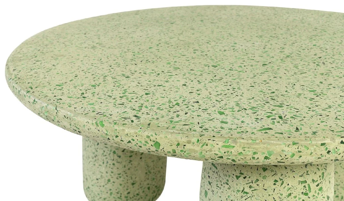Casa Padrino mesa de centro de lujo verde ? 80 x A. 40 cm - Mesa de sal¨®n redonda de piedra natural en terrazo - Muebles de sal¨®n - Muebles de piedra natural - Muebles de lujo