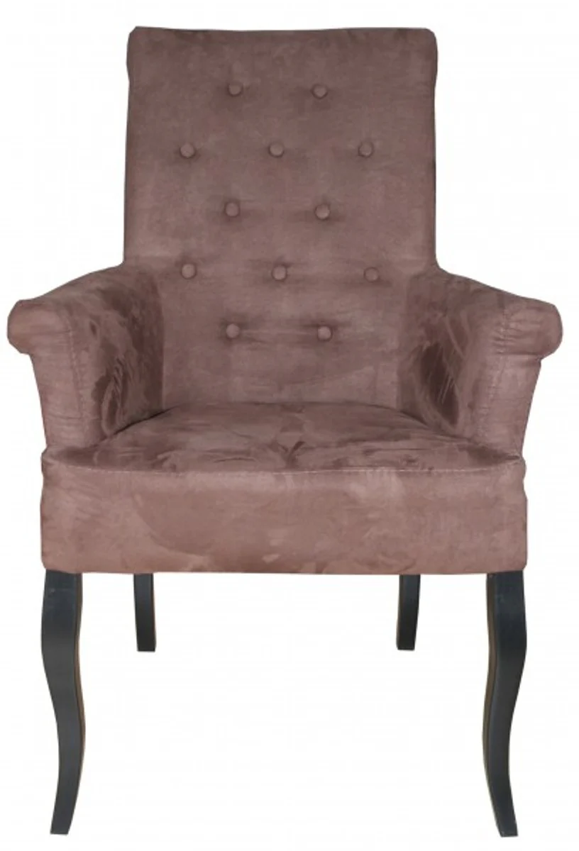 Casa Padrino silla de comedor de lujo Marr¨®n / Negro con apoyabrazos - muebles barrocos