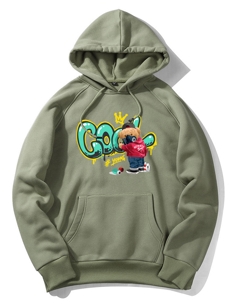 Graffiti Bear Print Hoodie