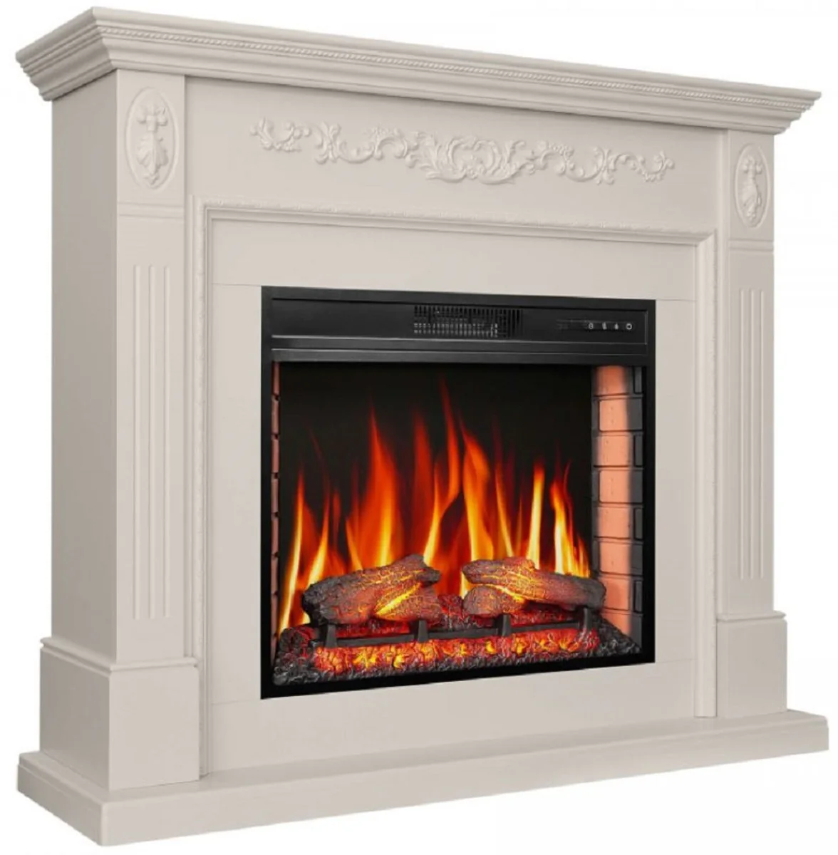 Casa Padrino chimenea el¨¦ctrica LED barroco blanco 128 x 38 x A. 110,5 cm