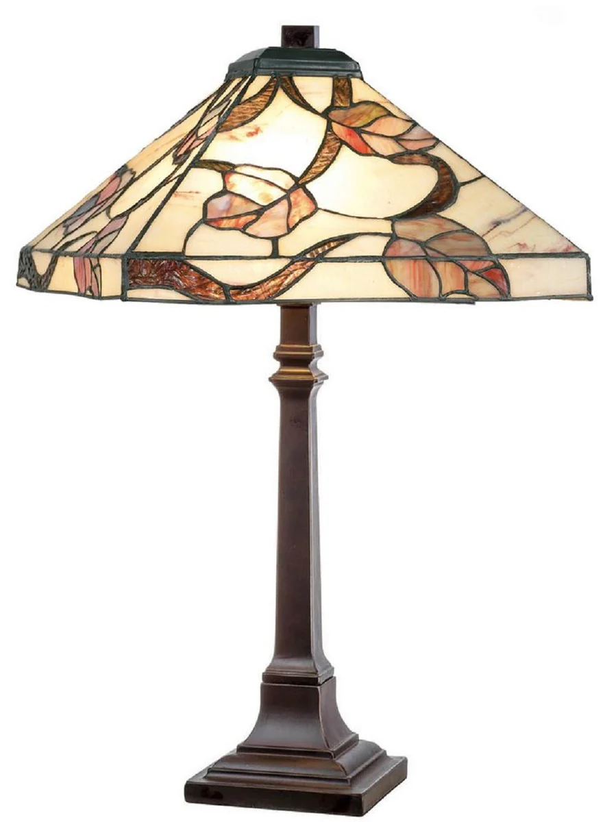 Casa Padrino lámpara de mesa Tiffany de lujo multicolor 36 x 36 x A. 64 cm - Luces Tiffany de lujo - Lámpara de escritorio Tiffany - Lámpara de decoración de sala de estar