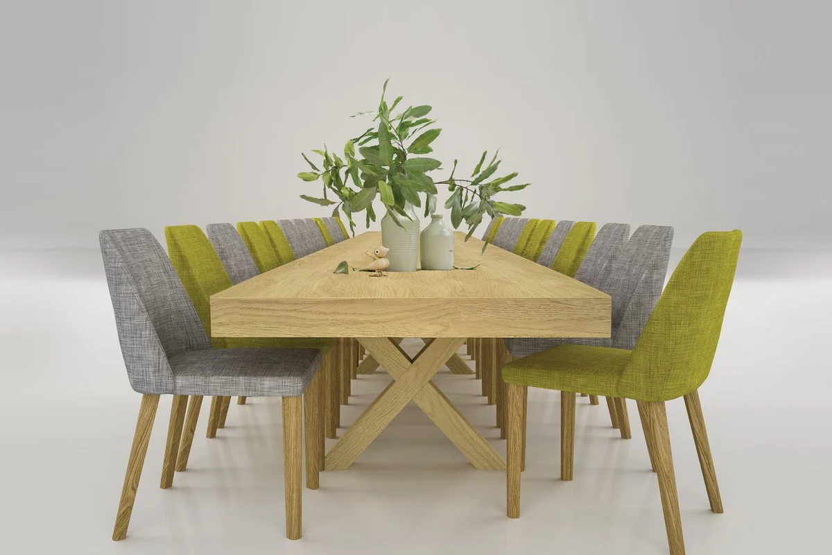 Casa Padrino mesa de comedor de lujo natural 200-604 x 110 x A. 77 cm - Mesa de conferencia extensible de madera maciza - Muebles de comedor - Muebles de oficina - Muebles de lujo