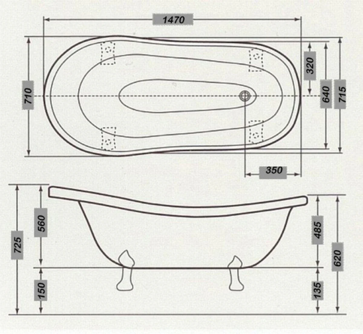 Lujo Individual Baño Azul Art Nouveau Roma Light / White / chatarra de oro 1470mm - baño Barroco - Mod1