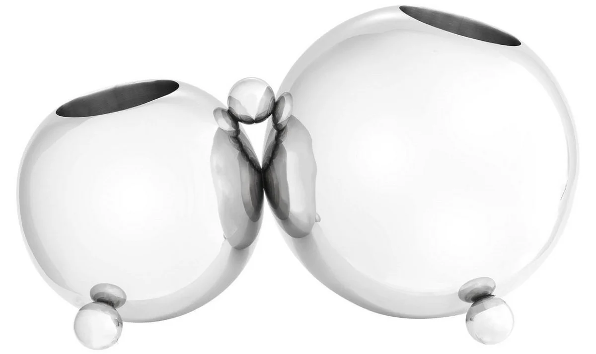 Casa Padrino titular de la botella de acero inoxidable de diseño plata 45 x 25,5 x H. 25,5 cm - Portabotellas para 2 Botellas - Accesorios de Lujo