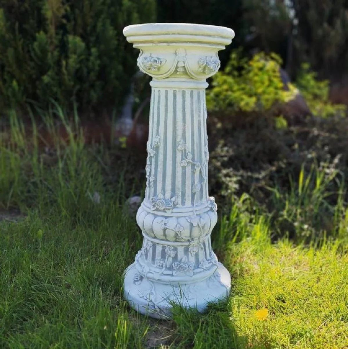 Casa Padrino Pilar Barroco Gris ? 35 x A. 78 cm - Magn¨ªfica Pilar de Jard¨ªn de Estilo Barroco - Decoraci¨®n Pilar Redonda de Piedra - Accesorios de Decoraci¨®n de Terrazas y Jardines Barrocos