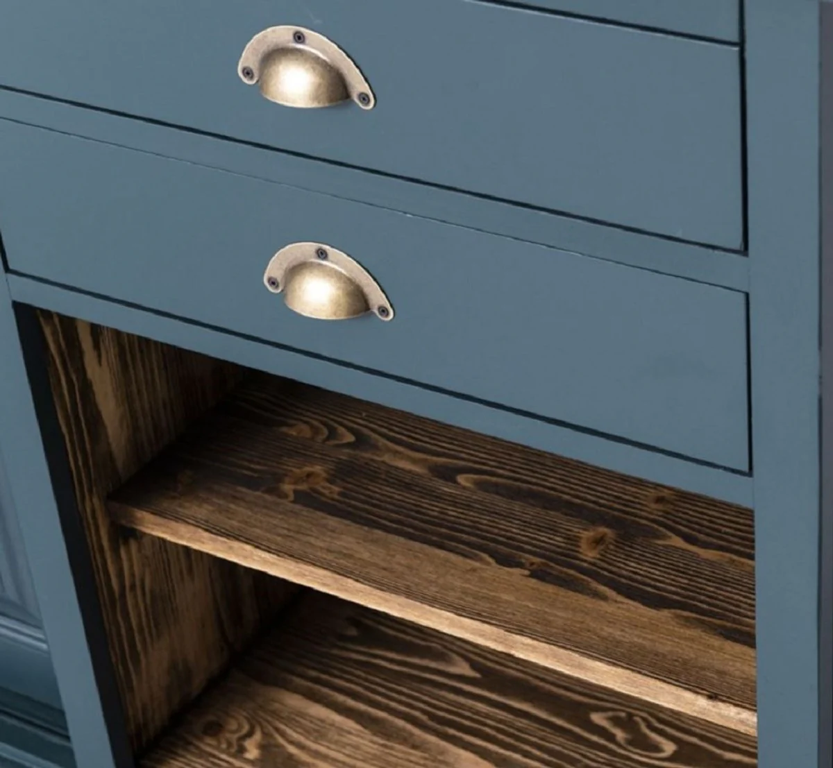 Casa Padrino gabinete bar de estilo campestre azul / marr¨®n oscuro 240 x 50 x A. 210 cm - Gabinete para vinos de madera maciza de estilo campestre - Muebles de bar de estilo campestre