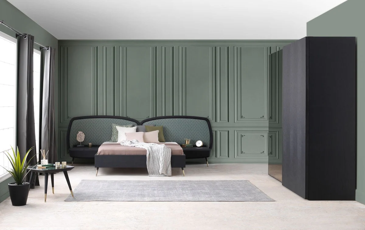 Casa Padrino mesa auxiliar de lujo negro / verde / lat¨®n antiguo 60 x 60 x A. 44 cm - Mesa cuadrada con tapa de m¨¢rmol - Muebles de sal¨®n - Muebles de hotel - Muebles de lujo