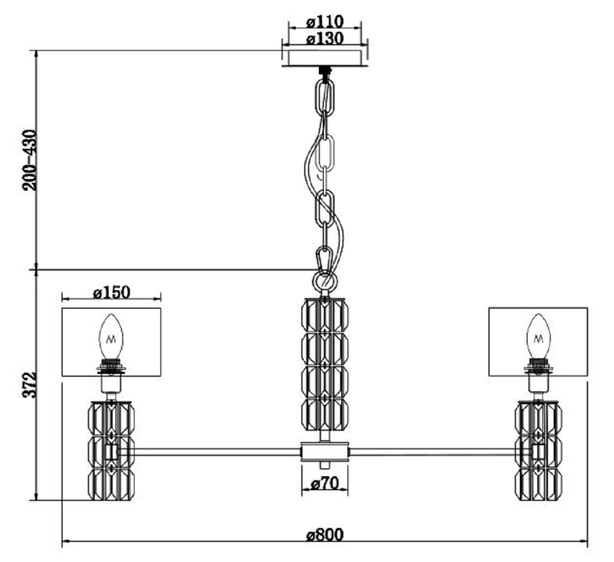 Casa Padrino araña de luces de diseño plata / blanco Ø 80 x A. 37,2 cm - Araña de luces moderno de metal con elegantes elementos de vidrio y pantallas redondas