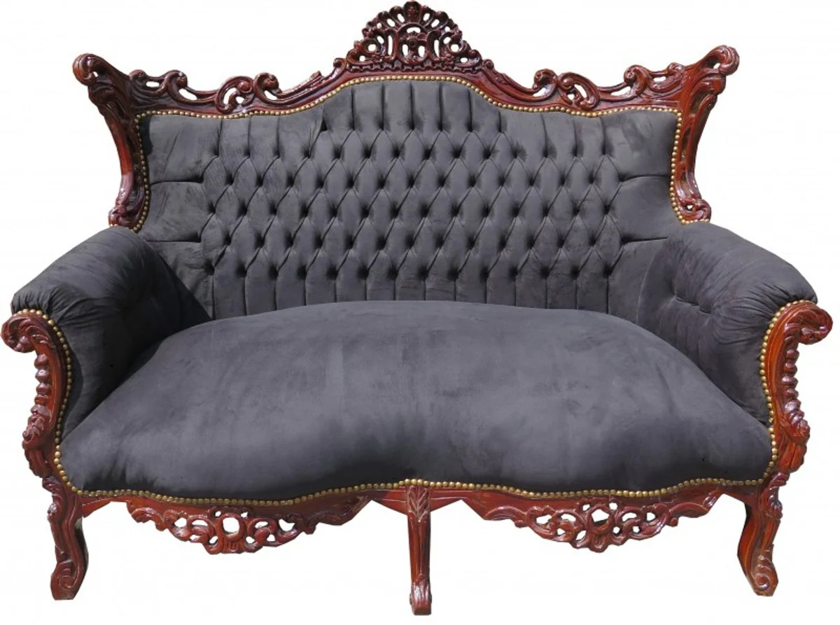 Casa Padrino Baroque 2-seater sofa Master Black / Brown - Antique furniture