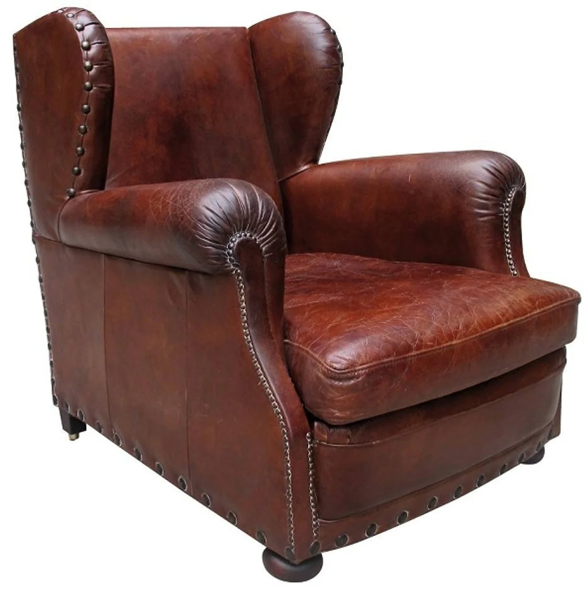 Casa Padrino luxury leather ears armchair red brown 87 x 100 x H. 93 cm - Genuine Leather Furniture