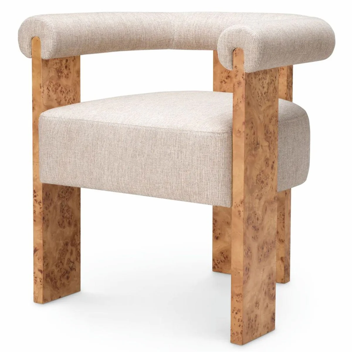 Casa Padrino silla de comedor de lujo con reposabrazos natural / marr¨®n claro