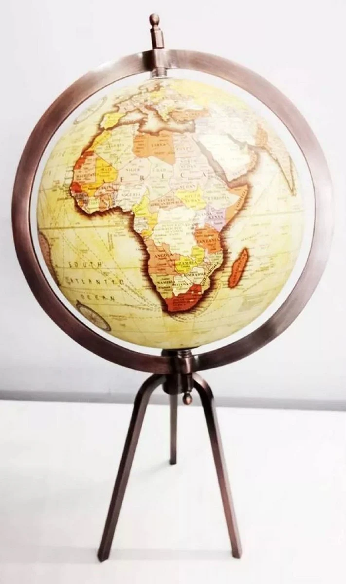 Casa Padrino globo terráqueo decorativo de lujo con trípode cobre antiguo / multicolor Ø 31 x A. 66 cm - Decoración de oficina - Decoración de salón - Accesorios decorativos