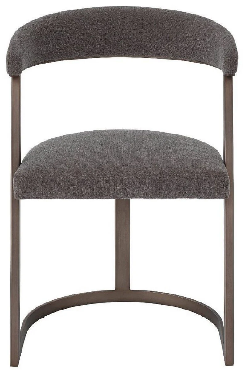 Casa Padrino silla de dise?o con reposabrazos gris-marr¨®n / bronce 52 x 49 x A. 78 cm - Silla de comedor - Silla de oficina - Muebles de dise?o de lujo