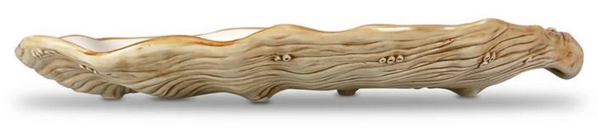 Casa Padrino Bandeja de Servir de Cer¨¢mica de Lujo en Forma de Ostra Marr¨®n / Blanco 47 cm - Hecho en Italia