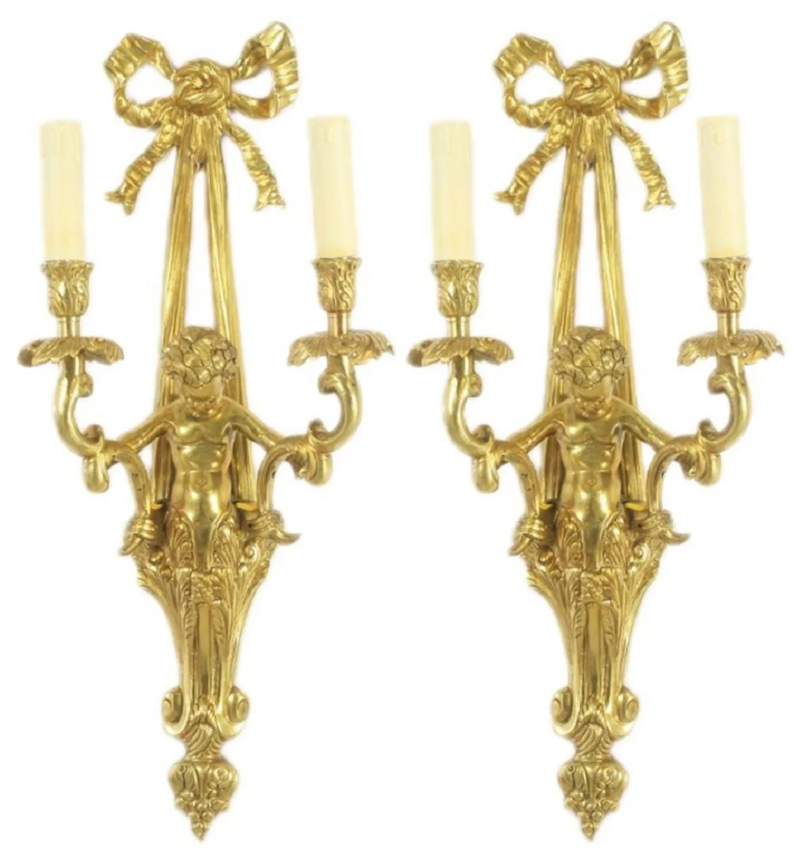 Casa Padrino conjunto de lámparas de pared barrocos oro / blanco 25 x 15 x A. 55 cm - Magníficas lámparas de pared barrocos para hoteles y restaurantes - Luces Barrocas