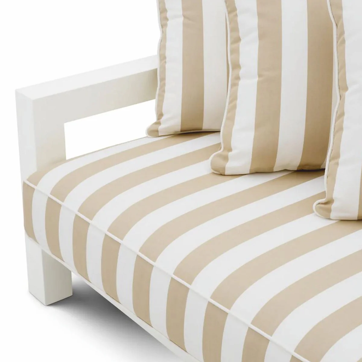 Casa Padrino sof¨¢ de exterior de jard¨ªn de lujo blanco mate / beige 273,5 cm - Muebles de jard¨ªn de lujo