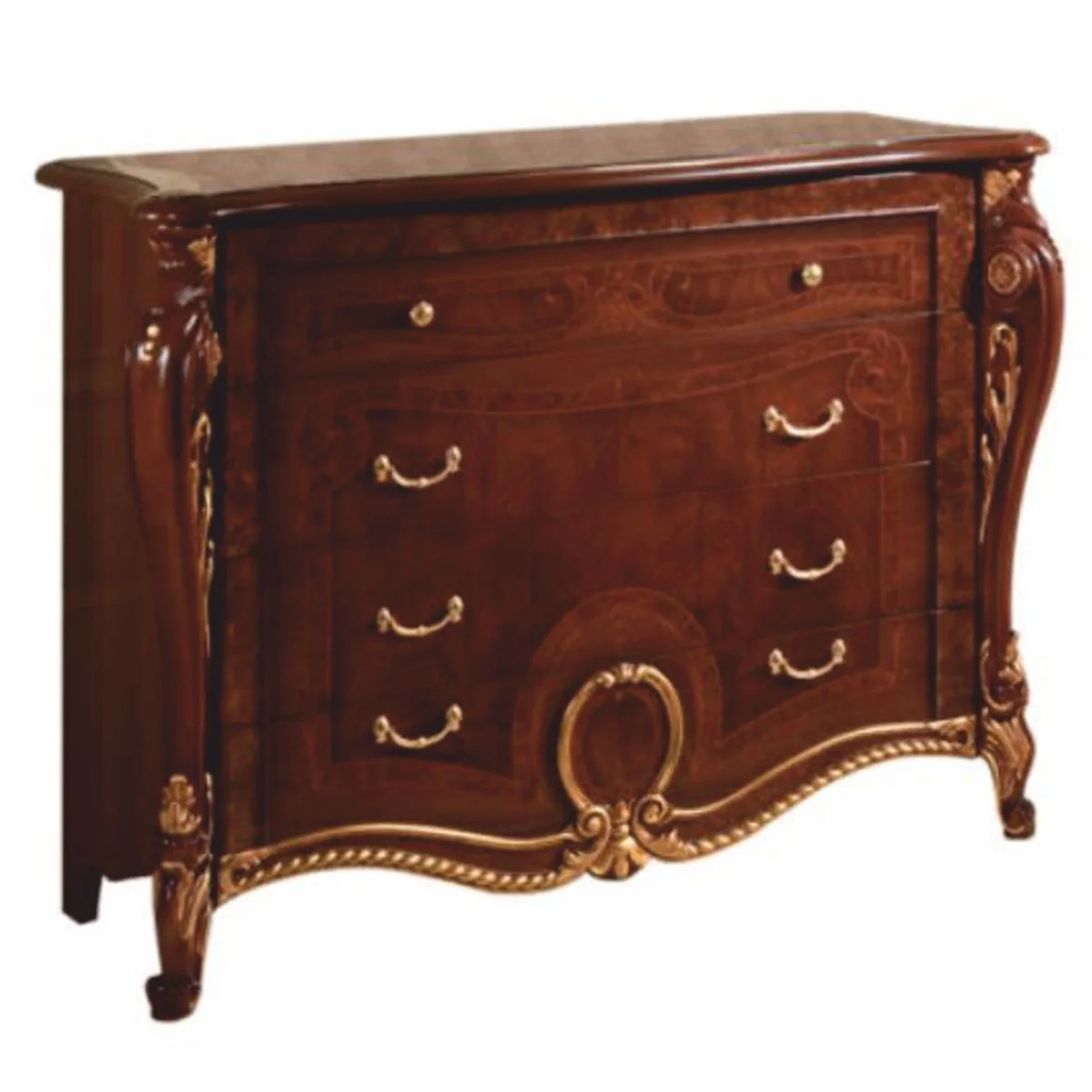 Casa Padrino C¨®moda Barroco de Lujo Marr¨®n Oscuro / Oro 133 cm - Hecho en Italia