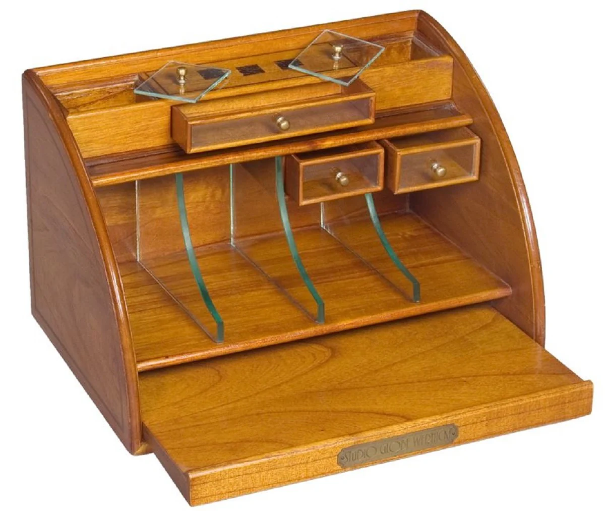 Casa Padrino caja organizadora de escritorio de lujo marr¨®n claro 37,5 x 25 x A. 24 cm - Elegante caja de oficina de madera maciza - Accesorios de Oficina y Escritorio de Lujo