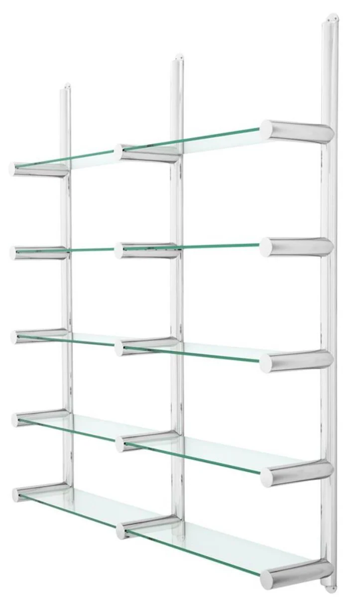 Casa Padrino Living Room Wall Shelf / Bookshelf Silver 211.5 x 33 x H. 228 cm - Luxury Furniture