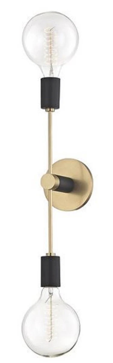 Casa Padrino lámpara de pared doble latón antiguo / negro 12,1 x 12,7 x H. 45,7 cm - Lámpara de Pared de Lujo