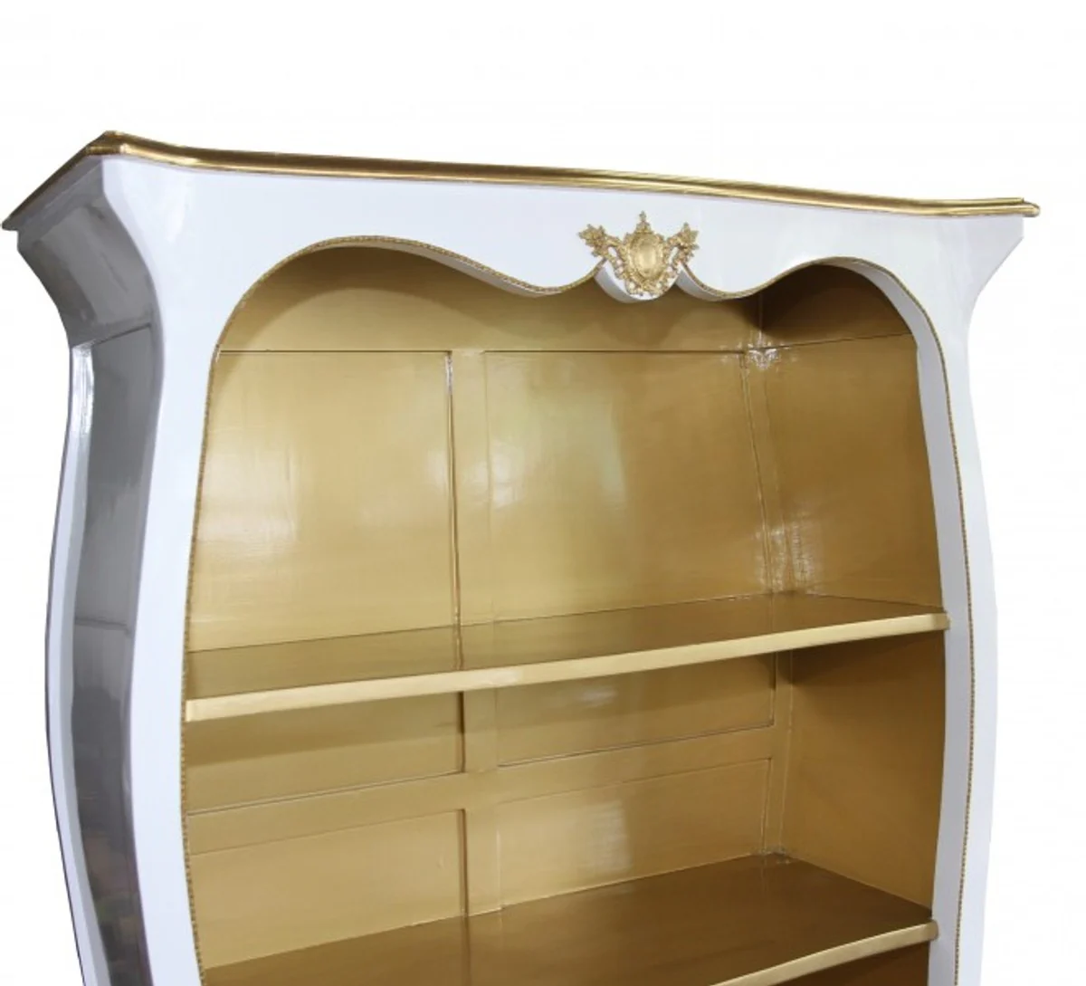 Casa Padrino Baroque bookcase High Gloss White / Gold W 110 x H 169 cm bookcase shelving cabinet