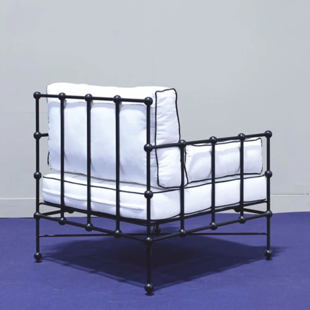 Casa Padrino sill¨®n de lujo de hierro forjado negro / blanco - Sill¨®n para hotel y jard¨ªn