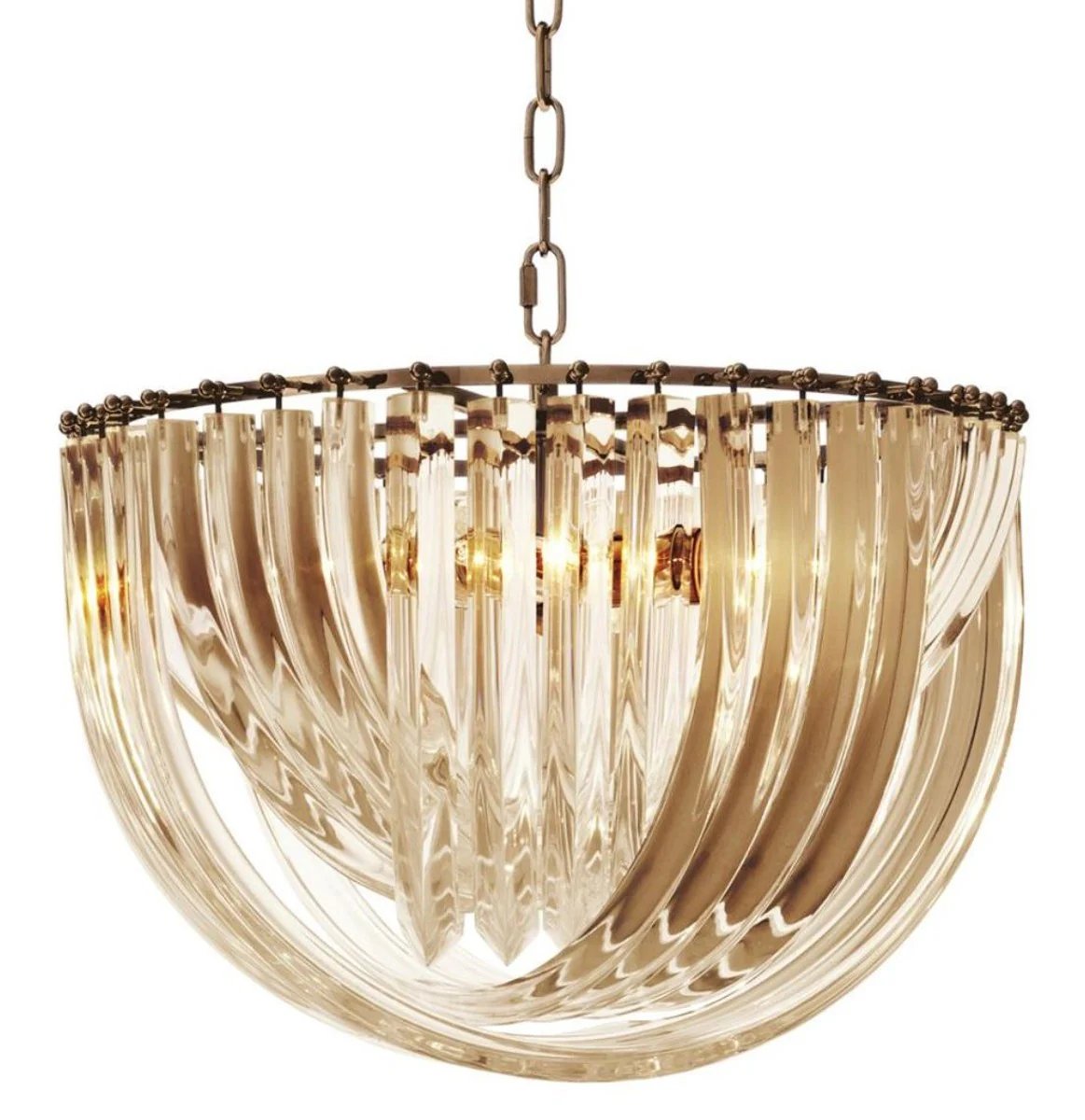 Casa Padrino araña de lujo champán / latón antiguo Ø 50 x H. 33 cm - Colección de Lujo