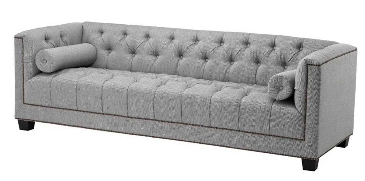 Casa Padrino luxury sofa Kubus Herringbone Grey - 3 seater - Hotel Facilities