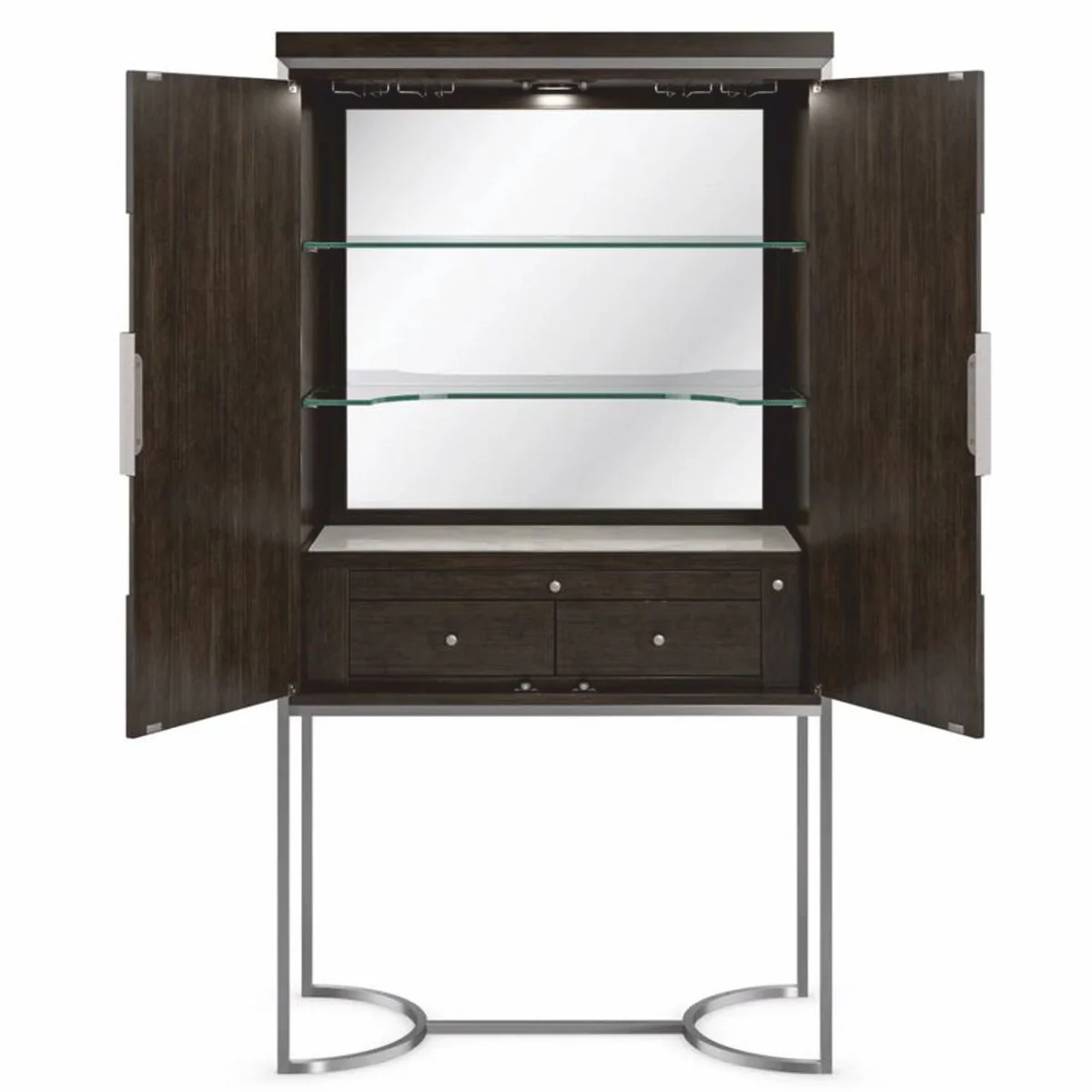 Casa Padrino armario bar / gabinete de vino de lujo marr¨®n / plata Al. 198 cm - Muebles de bar