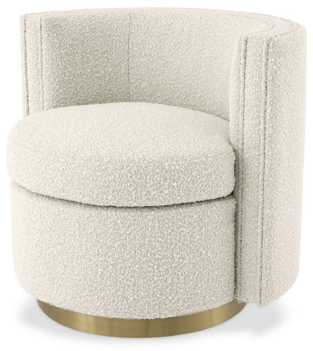 Casa Padrino sill¨®n giratorio de lujo crema / oro mate 80 x 73 x A. 71,5 cm - Sill¨®n de sal¨®n tapizado con terciopelo fino - Muebles de Lujo