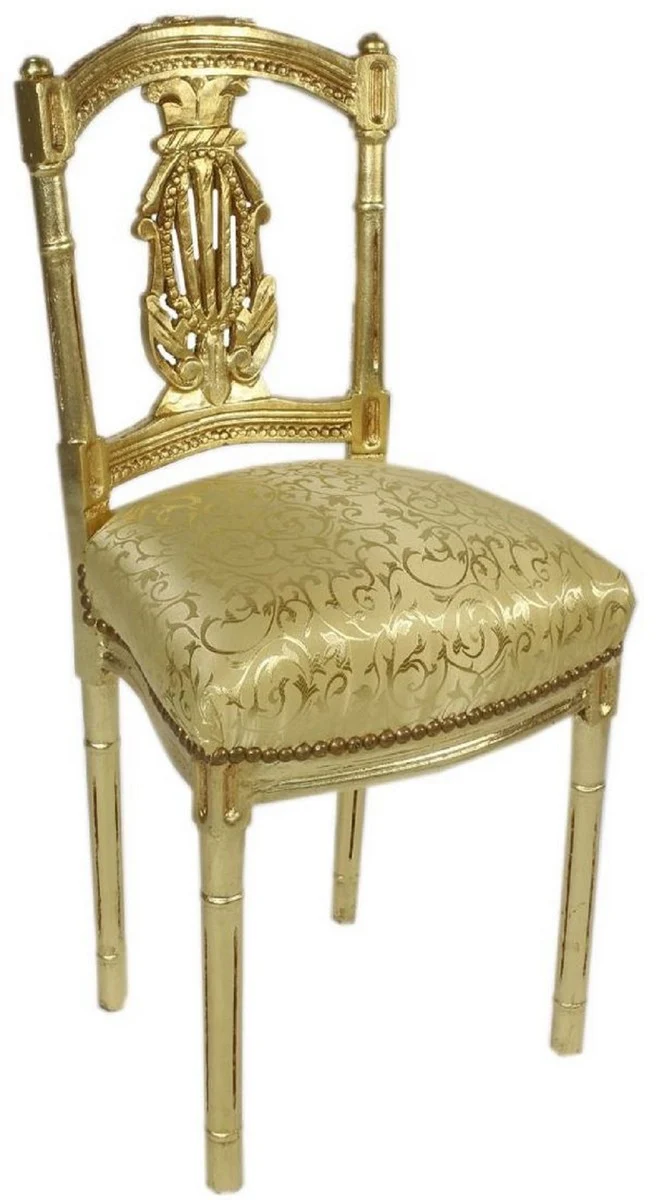 Casa Padrino silla para mujer barroco con elegante patr¨®n oro 40 x 35 x A. 85 cm - Silla hecha a mano de estilo antiguo - Muebles Barroco
