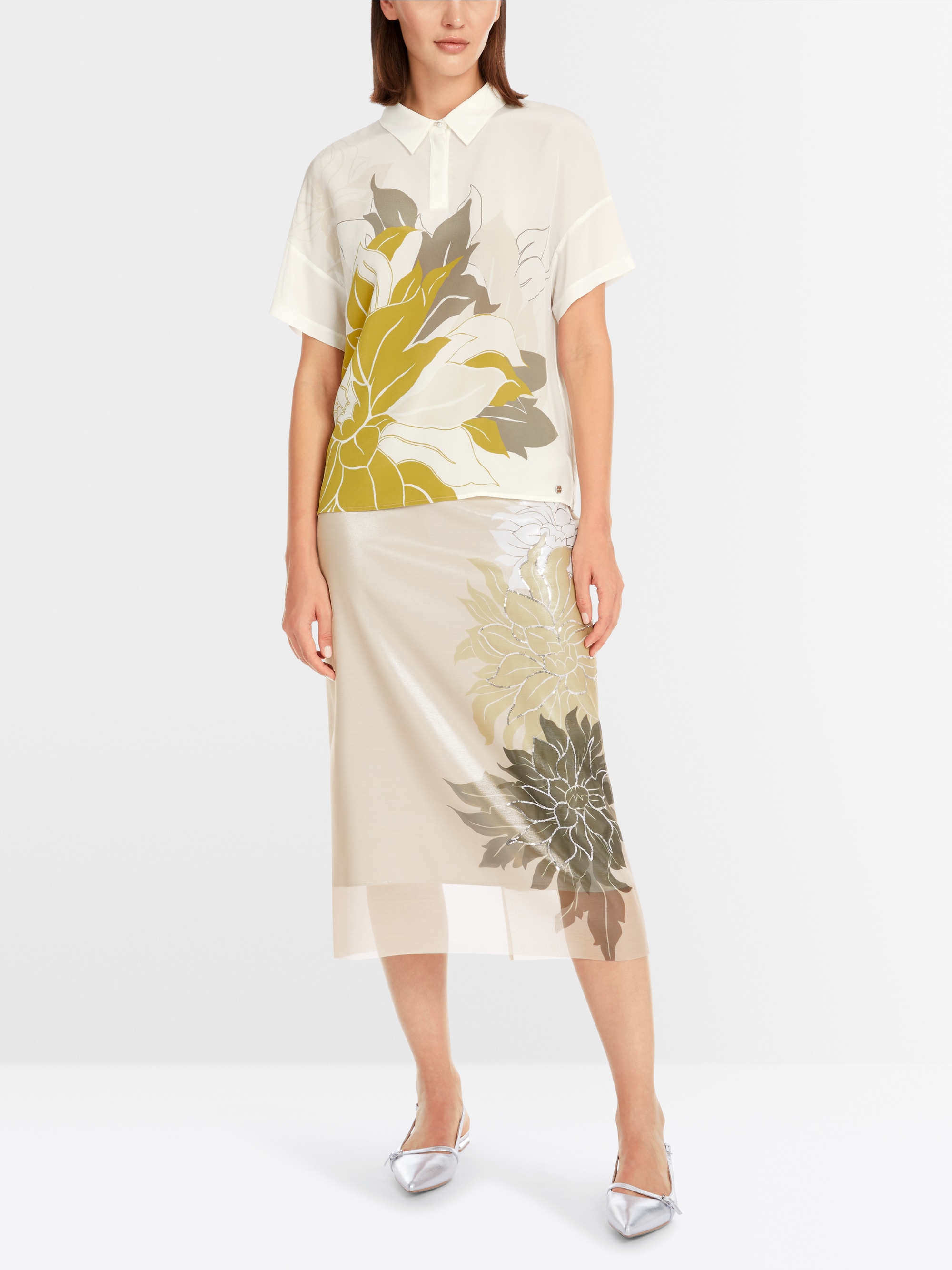 Marc-Cain Silk blouse with floral pattern