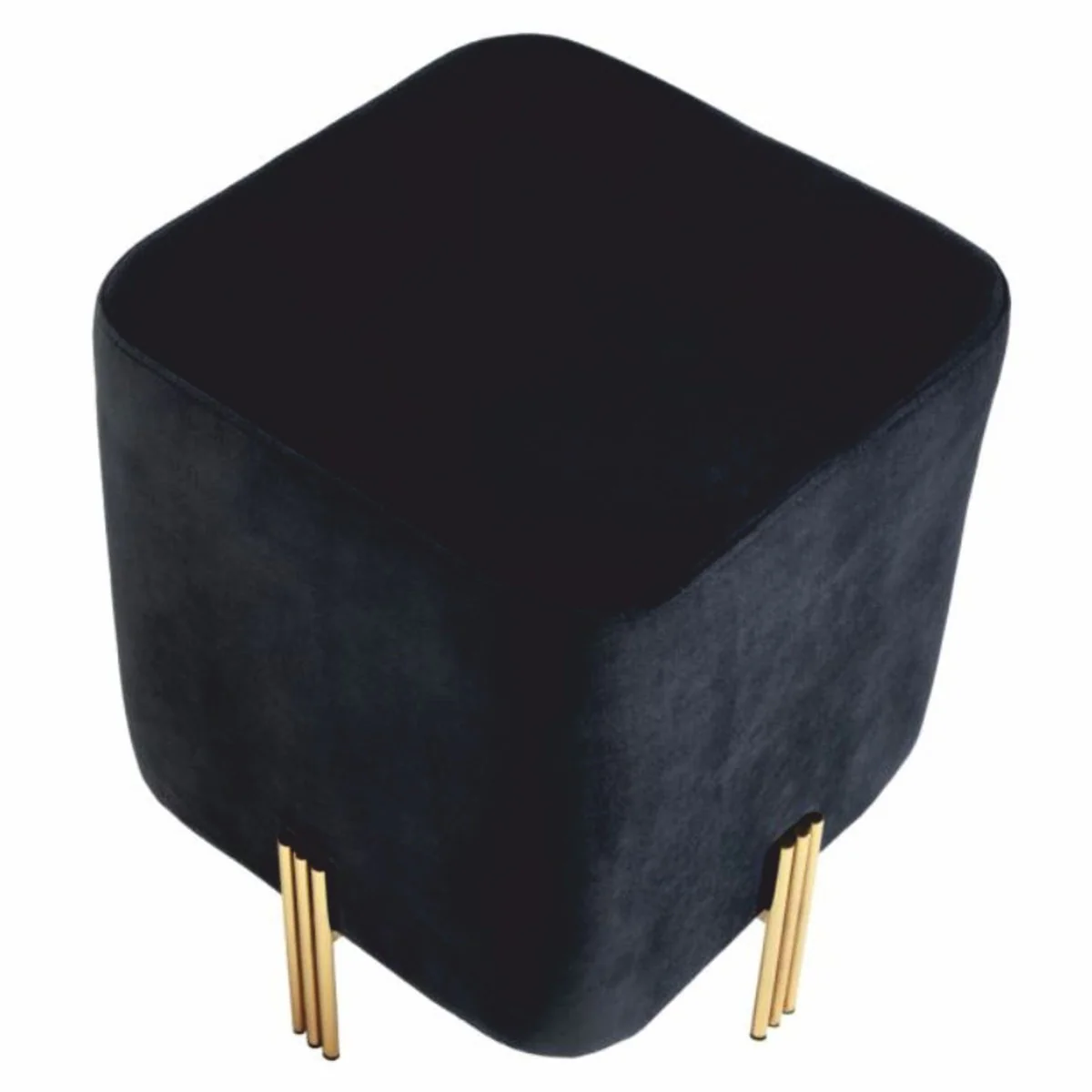 Casa Padrino Taburete de Terciopelo de Lujo Negro / Lat¨®n Al. 45 cm - Muebles de Lujo