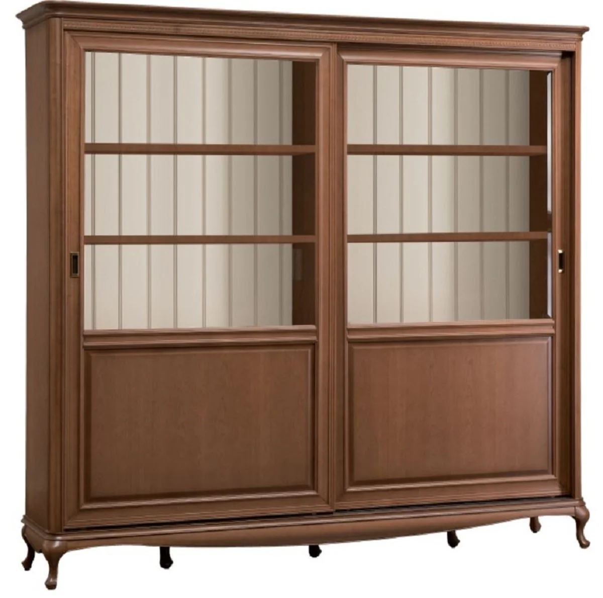 Casa Padrino armario de libros art nouveau de lujo marr¨®n / crema 222,9 x 46,1 x A. 196,6 cm - Armario de madera maciza con 2 puertas correderas - Armario de Sal¨®n - Armario de Oficina